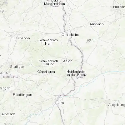 Map showing location of Aalen (48.837770, 10.093300)