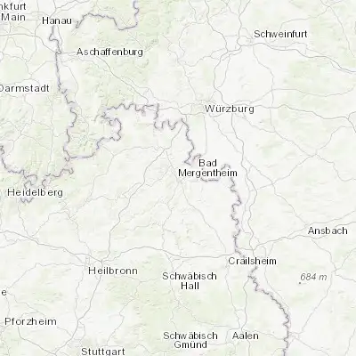 Map showing location of Bad Mergentheim (49.492500, 9.773610)