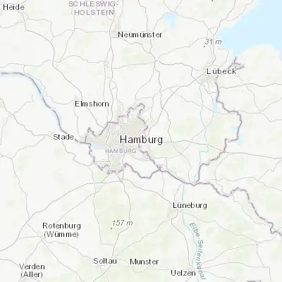Map showing location of Barsbüttel (53.566670, 10.166670)
