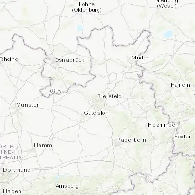 Map showing location of Bielefeld (52.033330, 8.533330)