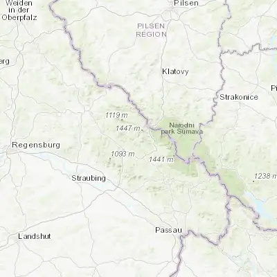 Map showing location of Bodenmais (49.066670, 13.100000)