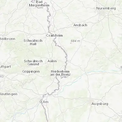 Map showing location of Bopfingen (48.858470, 10.354170)
