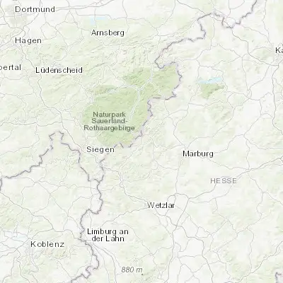 Map showing location of Breidenbach (50.887340, 8.457480)