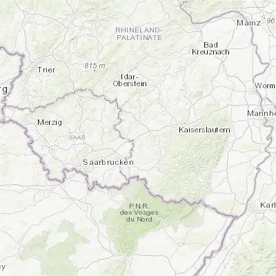 Map showing location of Bruchmühlbach-Miesau (49.383330, 7.433330)