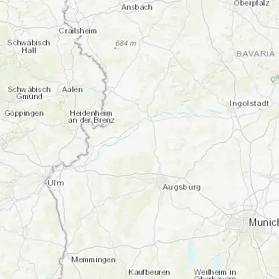 Map showing location of Buttenwiesen (48.600000, 10.716670)