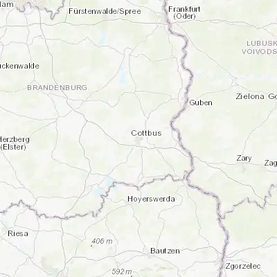 Map showing location of Cottbus (51.757690, 14.328880)