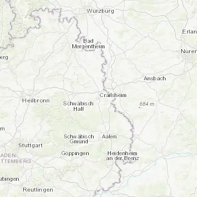 Map showing location of Crailsheim (49.134440, 10.071930)