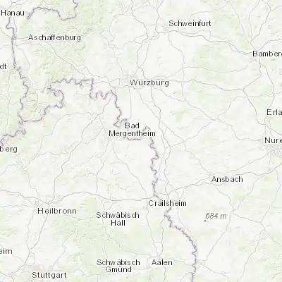 Map showing location of Creglingen (49.469370, 10.031190)