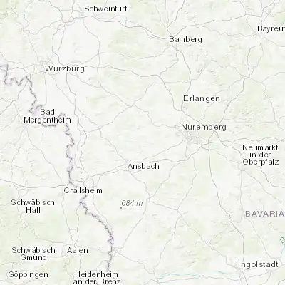 Map showing location of Dietenhofen (49.399970, 10.689750)