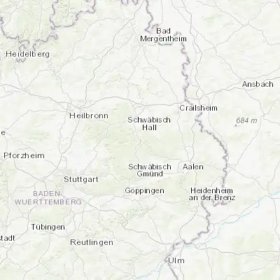 Map showing location of Gaildorf (49.000270, 9.769530)