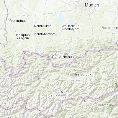 Map showing location of Garmisch-Partenkirchen (47.492090, 11.095760)