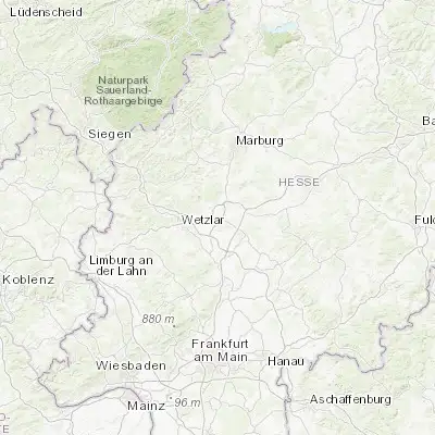 Map showing location of Gießen (50.587270, 8.675540)