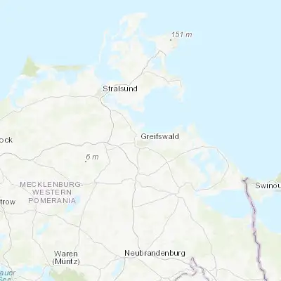 Map showing location of Greifswald (54.093110, 13.387860)