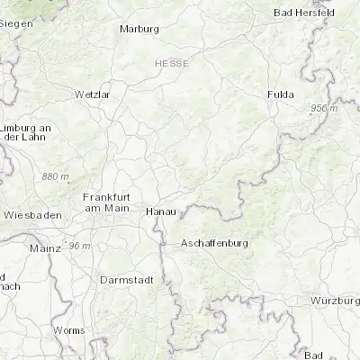 Map showing location of Hain-Gründau (50.242840, 9.142870)