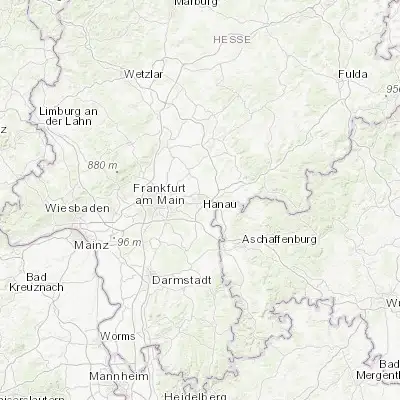 Map showing location of Hanau am Main (50.134230, 8.914180)