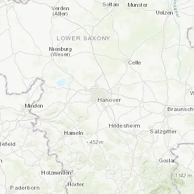 Map showing location of Hannover (52.370520, 9.733220)