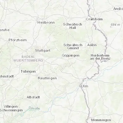 Map showing location of Heiningen (48.661770, 9.649770)