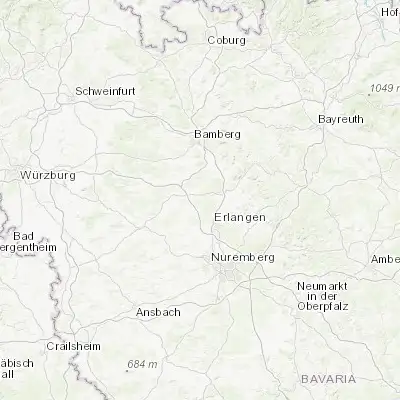 Map showing location of Hemhofen (49.683330, 10.933330)