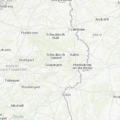 Map showing location of Heubach (48.792670, 9.933700)