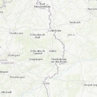 Map showing location of Hüttlingen (48.892660, 10.100640)