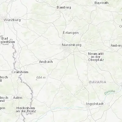 Map showing location of Kammerstein (49.293170, 10.972770)