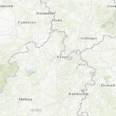 Map showing location of Kassel (51.316670, 9.500000)