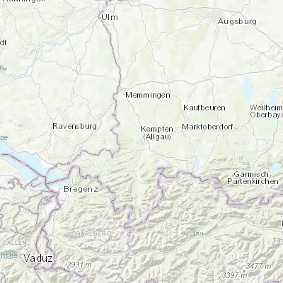 Map showing location of Kempten (Allgäu) (47.726740, 10.313890)