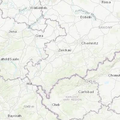 Map showing location of Kirchberg (50.621900, 12.524490)