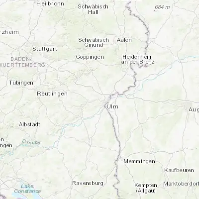 Map showing location of Klingenstein (48.418490, 9.908120)