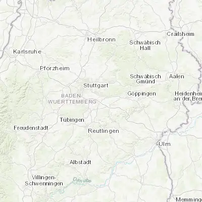 Map showing location of Köngen (48.683330, 9.366670)