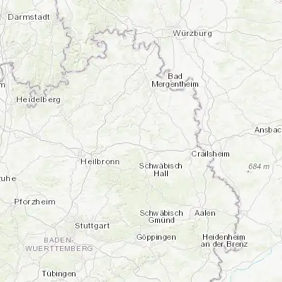 Map showing location of Kupferzell (49.227780, 9.690000)
