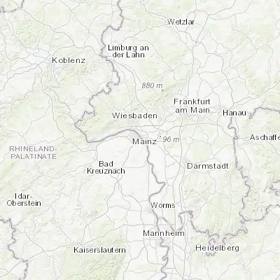 Map showing location of Mainz (49.984190, 8.279100)