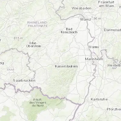 Map showing location of Mehlingen (49.491360, 7.854670)