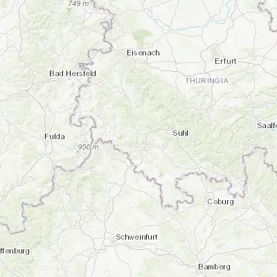Map showing location of Meiningen (50.567870, 10.415210)