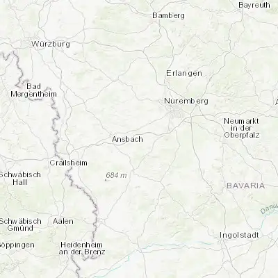 Map showing location of Neuendettelsau (49.283330, 10.783330)