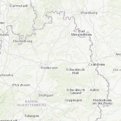Map showing location of Neuenstein (49.204900, 9.580000)