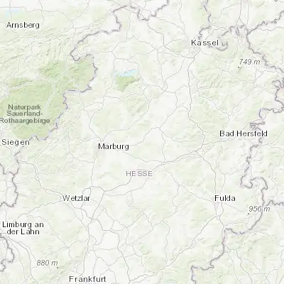 Map showing location of Neustadt (Hessen) (50.850000, 9.116670)