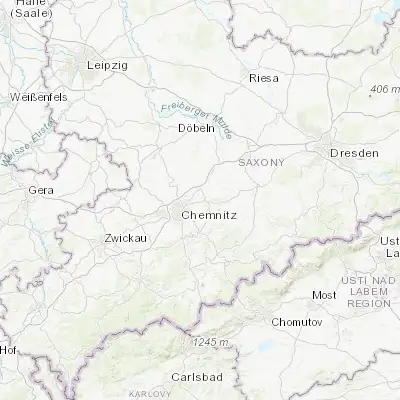 Map showing location of Niederwiesa (50.866670, 13.016670)