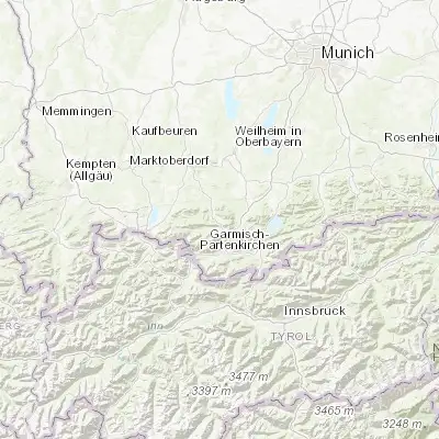 Map showing location of Oberammergau (47.598120, 11.066920)