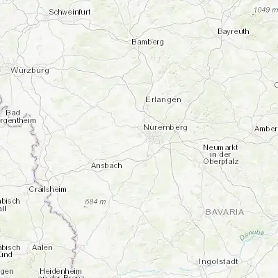 Map showing location of Oberasbach (49.422750, 10.957660)