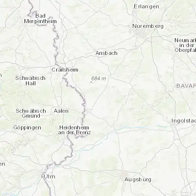Map showing location of Oettingen in Bayern (48.952740, 10.604650)