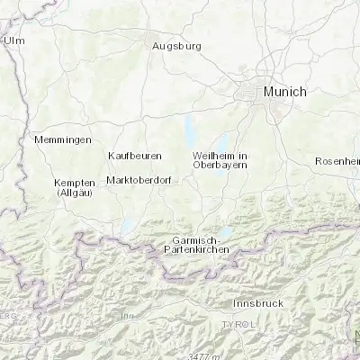 Map showing location of Peißenberg (47.804660, 11.069900)
