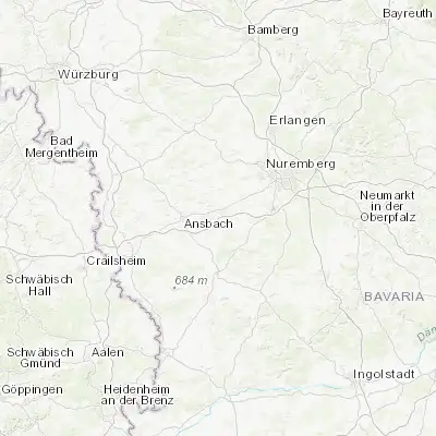 Map showing location of Petersaurach (49.300000, 10.750000)