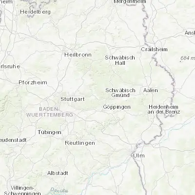 Map showing location of Plüderhausen (48.798750, 9.595870)
