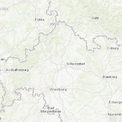 Map showing location of Poppenhausen (50.099990, 10.142440)
