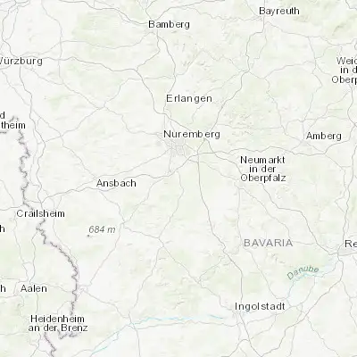 Map showing location of Rednitzhembach (49.300950, 11.079970)