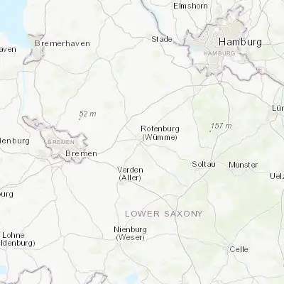 Map showing location of Rotenburg (53.111250, 9.410820)