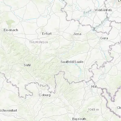 Map showing location of Saalfeld (50.648260, 11.365360)