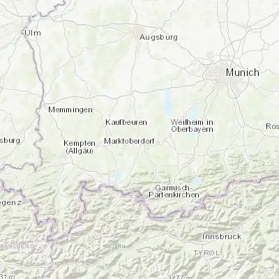 Map showing location of Schongau (47.812400, 10.896640)