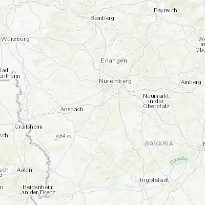 Map showing location of Schwabach (49.330470, 11.023460)